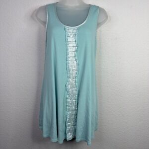 PJ Harlow Alyssa Nightgown Womens M Blue Cotton Modal Ruffle Cottagecore Sleep